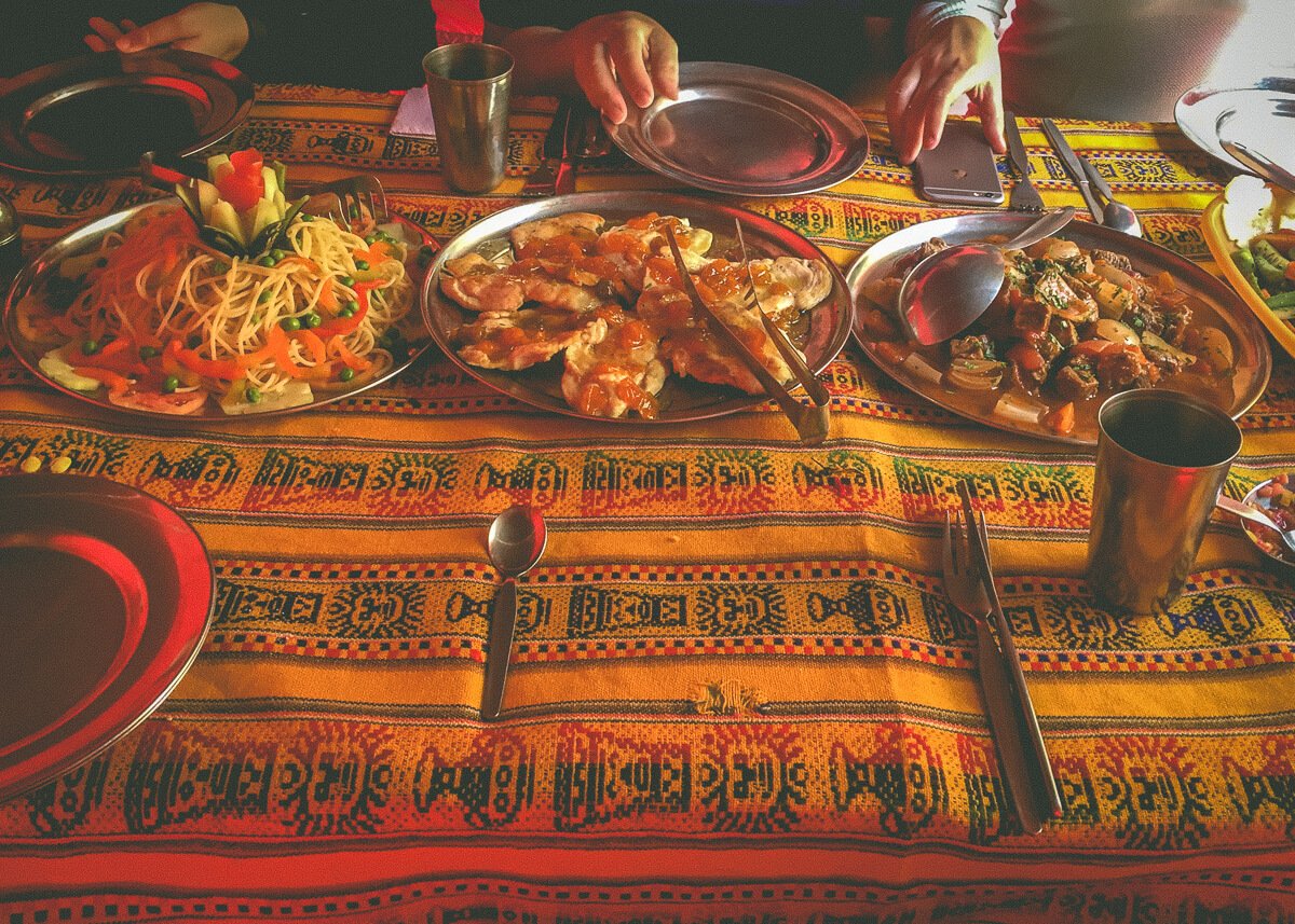 llama path lunch on the Inca Trail