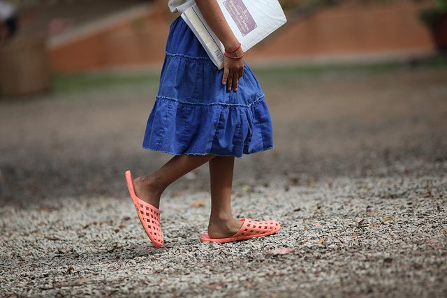 Girl walking to school