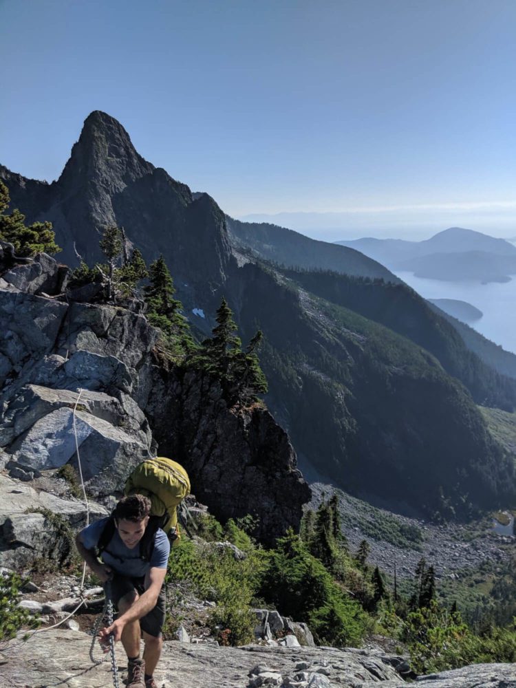 Scaling the ropes accross James Peak