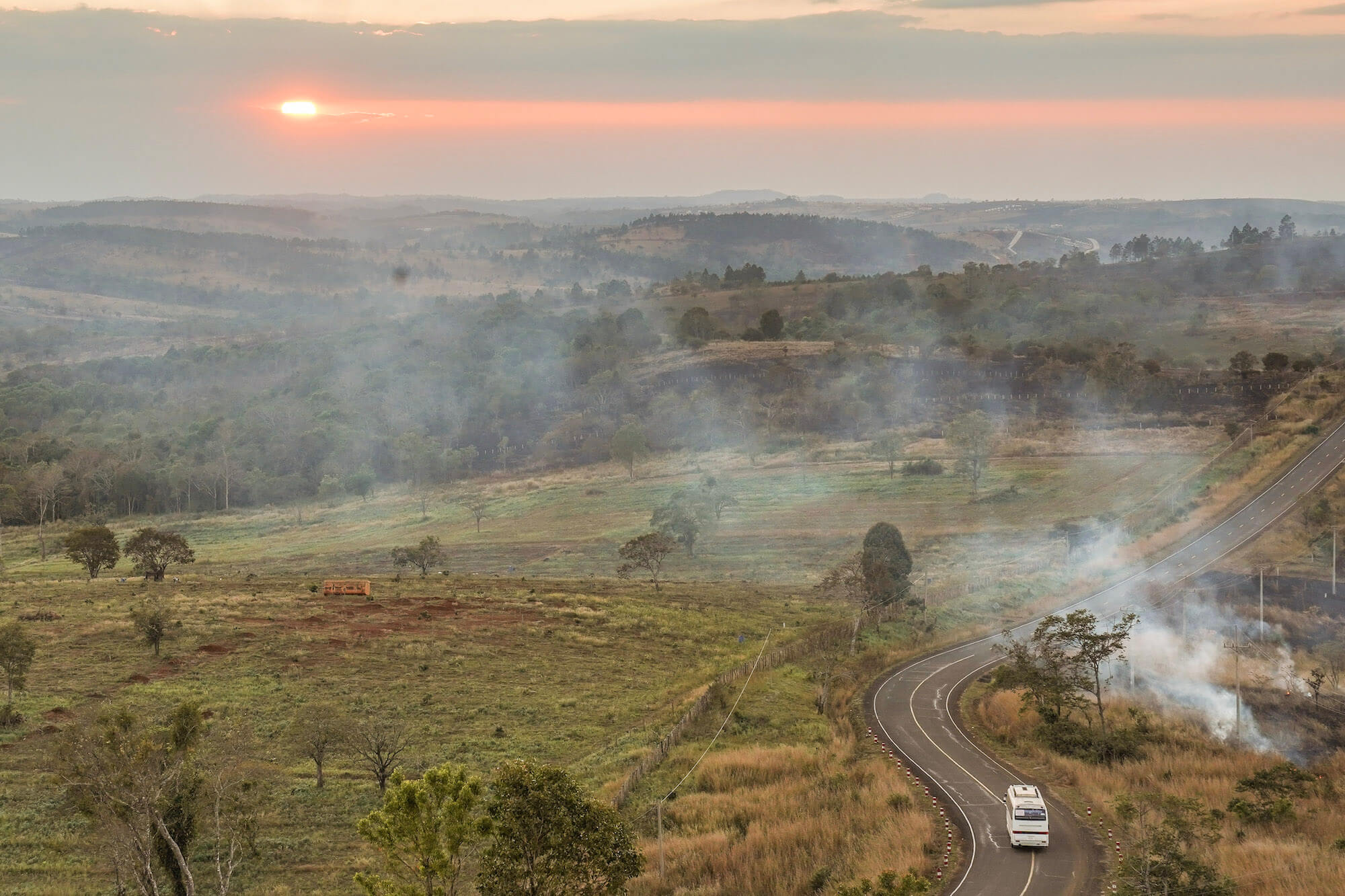 Mondulkiri road at sunset