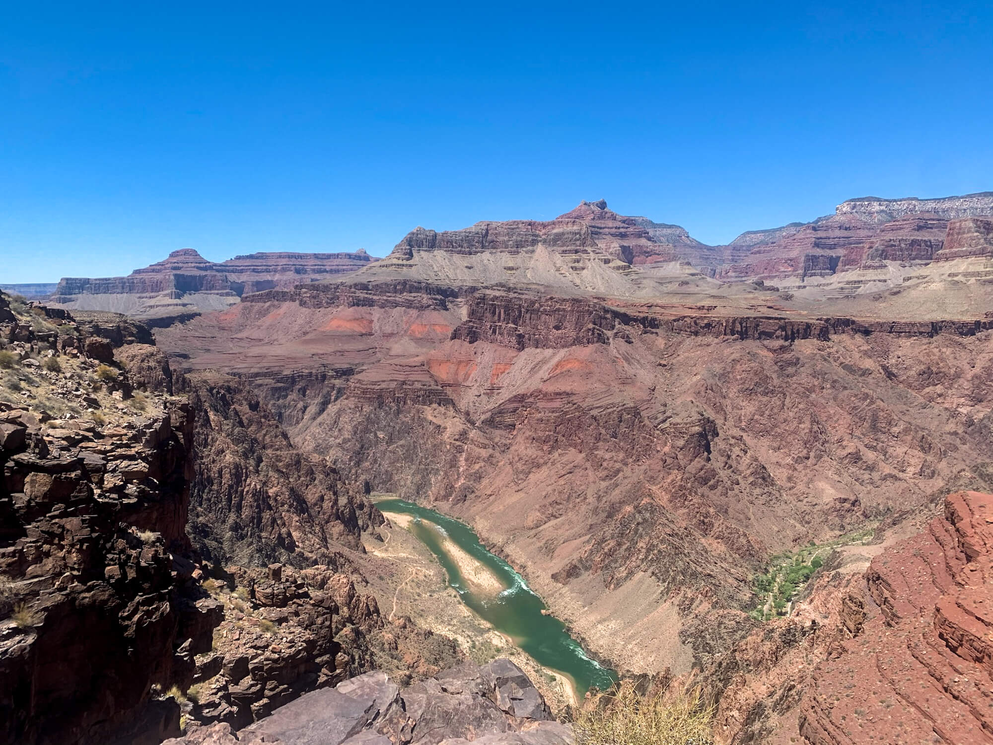 View looking down to the Colorado River on the South Kaibab Trail