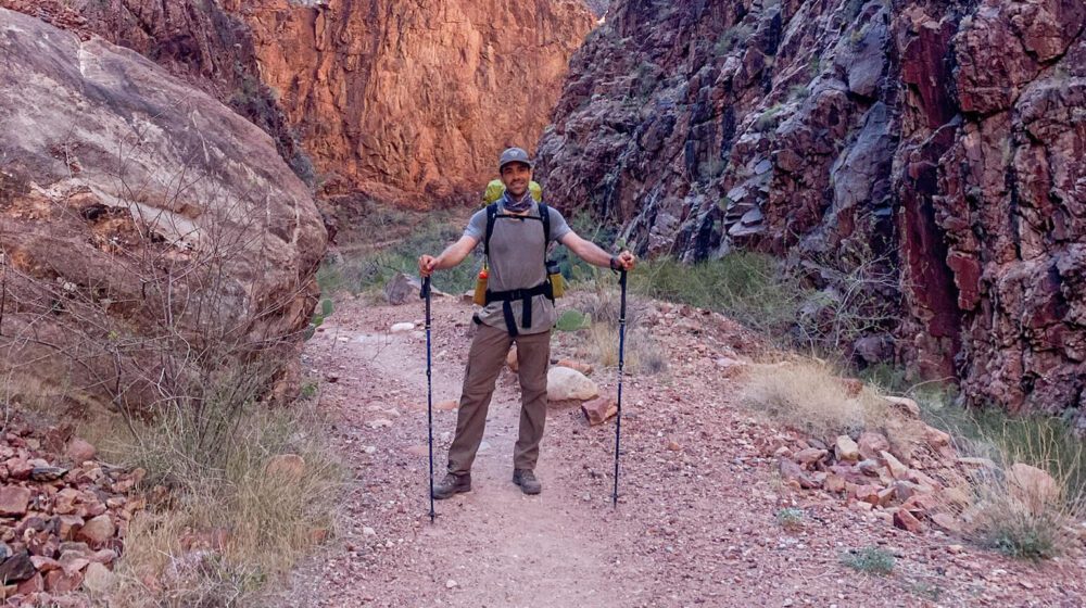 trekking poles in the Grand Canyon