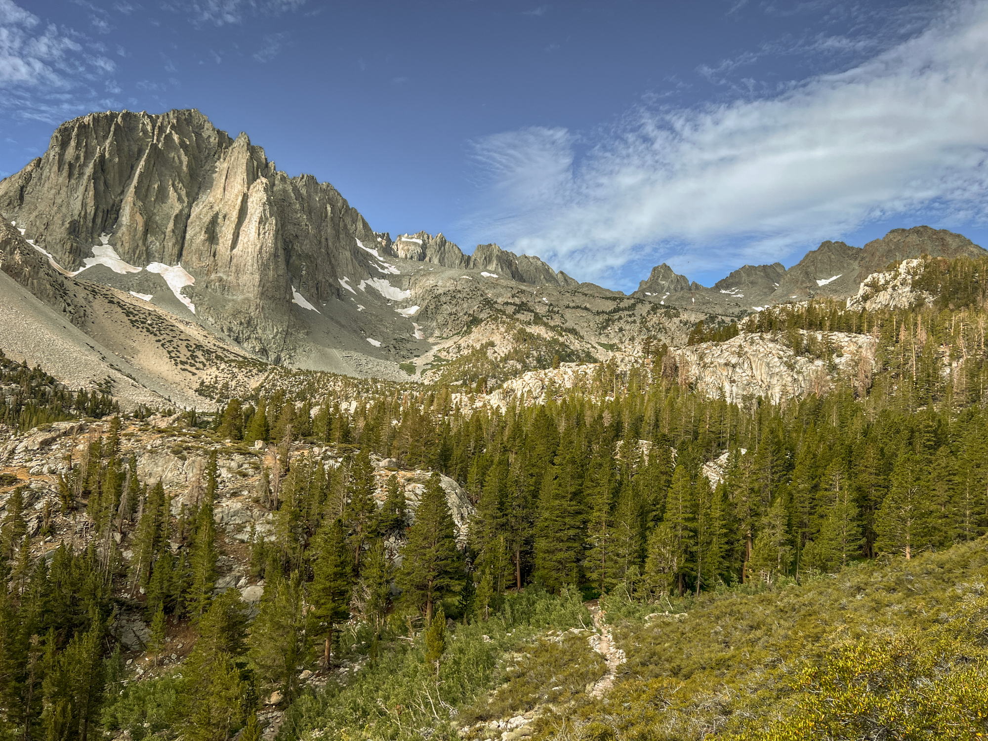 View towards the Palisades and Temple Crag from Black Lake Trail